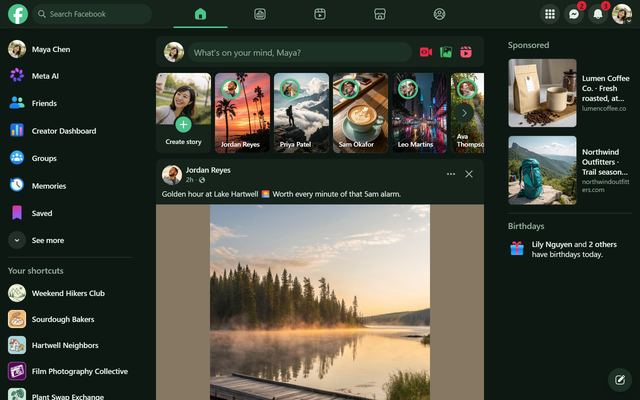 Facebook in the Forest theme